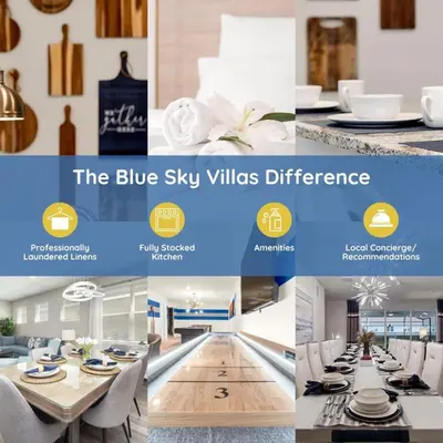 a collage of photos of a blue sky villas difference at bsv_villa7747 in Orlando