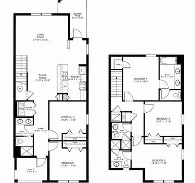 a floor plan of a house with at Paradise Palms -5 Bed Townhome W-Splashpool-3046Pp in Kissimmee