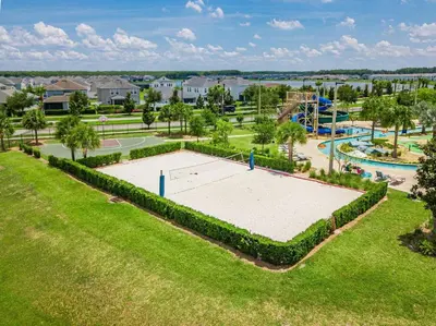 an aerial view of a playground at a resort at Amazing apartment in lux resort Storey Lake with great amenities 10 miles to Disney! in Kissimmee