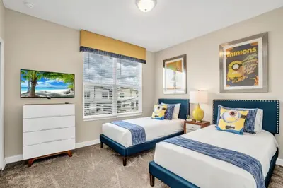 a bedroom with two beds and a window at Boutique Style Home Near Disney! home in Kissimmee