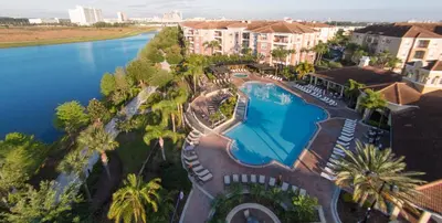an aerial view of a resort with a swimming pool at Vista Cay Resort by Millenium at Universal Blvd. in Orlando