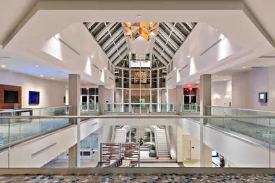 a view of a large building with a glass ceiling at Marriott Orlando Downtown in Orlando