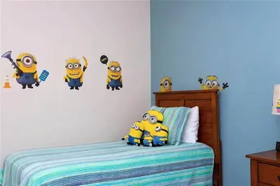 a bedroom with a bed with minions on the wall at Marvelous 3 Bd Close To Disney @ Lucaya Resort 107 5364 in Kissimmee