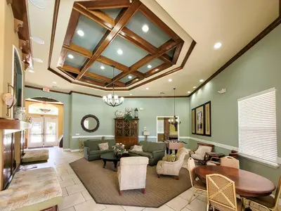 a living room filled with furniture and a ceiling at 5Br 3Bath Private Townhome 13min Disney 1496ft in Kissimmee