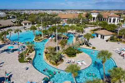an aerial view of the pool at the resort at Gorgeous 4 Bd w/ Pool at Champions Gate Resort 1020 in Orlando