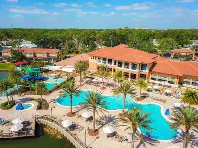 an aerial view of a resort with a pool at Regal Oaks Resort Townhouse in Kissimmee