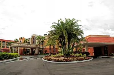 a palm tree in the middle of a street at Westgate Towers Resort in Orlando