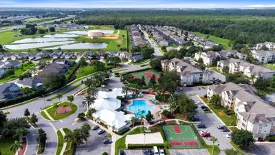 an aerial view of a park with a resort at Amazing Resort 2 bed condo close to Disney condo in Kissimmee
