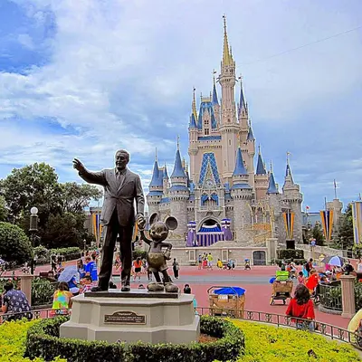 a statue in front of a disney castle at Orlando Vacation Home Near Disney in Kissimmee