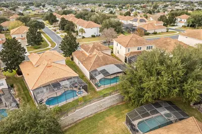 an aerial view of a residential neighborhood with houses at Disney Vacation Oasis Pool BBQ Resort Fun in Orlando