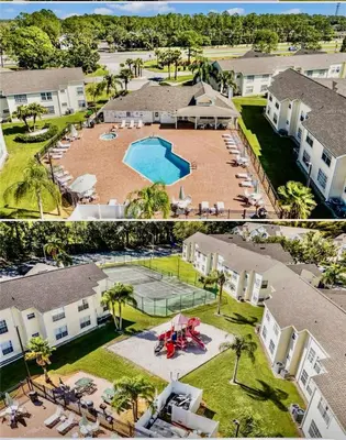 an aerial view of a house with a swimming pool at Grand Villas of Island 3BR Condo near Disney Parks and Universal in Kissimmee