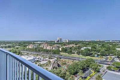 a view of a city from a balcony at Luxury Condo with Huge Private Balcony on Lake Bryan in Orlando