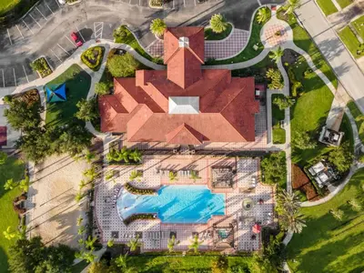 an overhead view of a resort with a swimming pool at Ground Floor Gathering up to 9 guests BL387 in Kissimmee