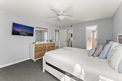 a bedroom with a bed and a ceiling fan at Enjoy Disney 3BRs at Villas of Somerset VS2745 in Kissimmee