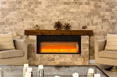 a brick wall with a fireplace in a living room at Luxury Decor 6BR at Storey Lake sleeps 16 SL2945 in Kissimmee