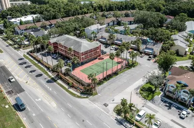 an overhead view of a street with a building at Poinciana Paradise in Kissimmee