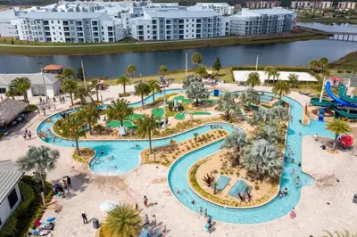 an aerial view of a water park at a resort at Gorgeous 4Bd w/ Pool Close to Disney @ Storey Lake 4289 in Kissimmee