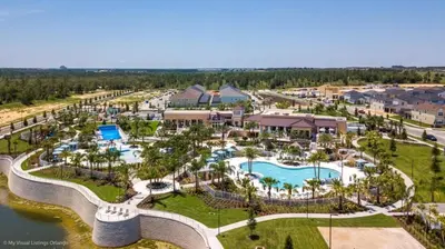 an aerial view of a resort with a pool at 8 Bedroom 6 Bathroom Resort Home villa in Kissimmee