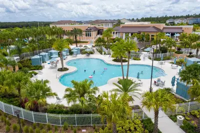 an aerial view of the pool at the resort at 1798 TP - 4BR Luxury Solara Retreat Pool Disney in Orlando