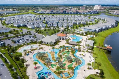 an aerial view of the pool at the resort at free resort access, private pool near disney 2966 in Kissimmee