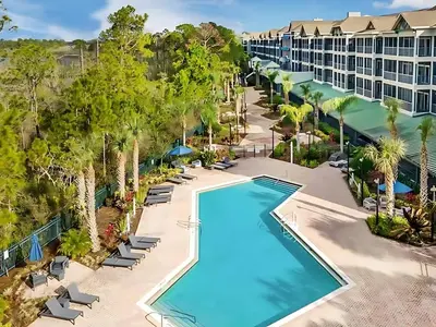 an aerial view of the pool at the resort at Spacious 3BR Condo with Pool near Disney in Orlando
