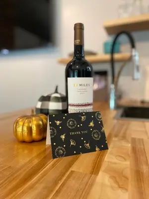 a bottle of wine sitting on top of a table at The Jazz Loft in Sanford
