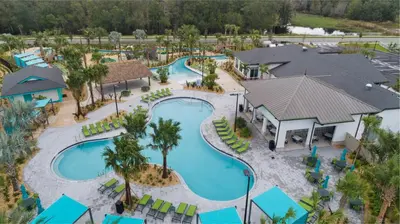 an aerial view of the pool at the resort at Upstay 6BR Resort Home w Pool & Basketball Court in Kissimmee