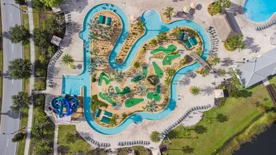 an overhead view of a pool at a resort at Amazing 5 Bedrooms4 BathsPool at Storey Lake Resort in Kissimmee