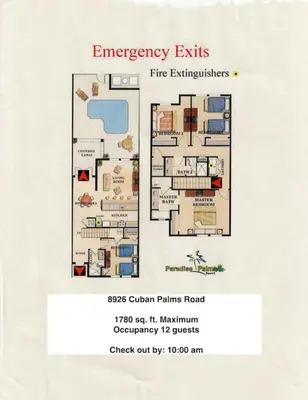 a floor plan of the embassy estates fire extinguishers at Spacious 4 bed 3 bath Townhome with pool 5 STARS!! in Kissimmee
