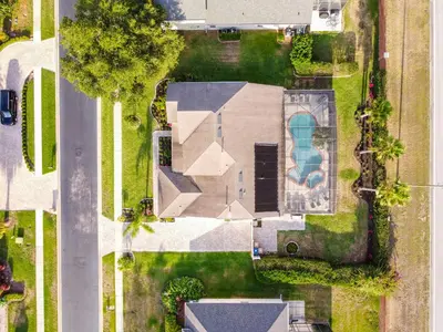 an overhead view of a house with a swimming pool at Luxury Villa! Fun in the Sun! Formosa Gardens in Orlando